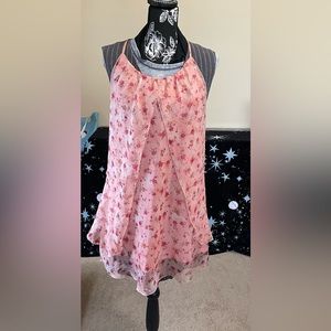 sace pretty pink flowers spring sleeveless chiffon dress vintage never worn sexy